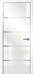 Межкомнатные двери АРГУС "ALUM 4" Белый глянец /Молдинг в цвете металлик (ДГ)