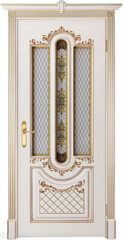 Межкомнатные двери INTERNE DOORS "АЛЕКСАНДРИЯ-2" (ДО) Белая эмаль/патина золото