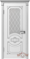 Межкомнатные двери ВФД "МИЛАНА" 42ДО0, белая эмаль/патина серебро, стекло сатинат