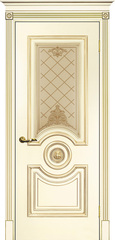 Межкомнатные двери INTERNE DOORS "МОНТАНЬОЛА" Багет-18 (ДО) Слоновая кость эмаль/патина золото