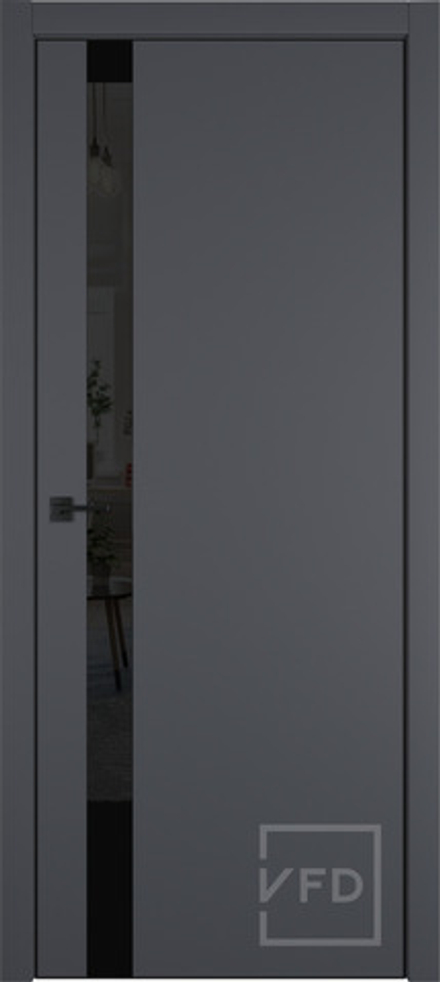 Межкомнатные двери "Urban 1SV" Emalex Onyx /черное лакобель BE 4х4 BG (Алюминиевая кромка) ДГ