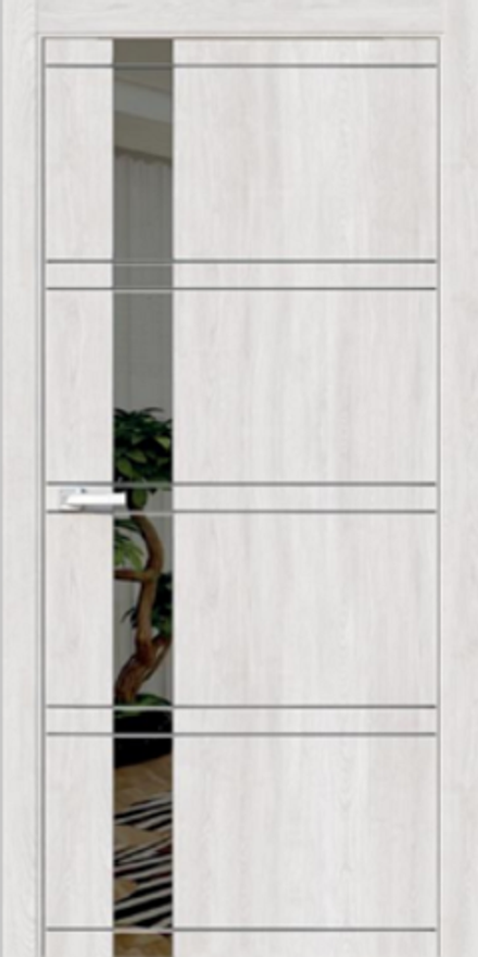 Межкомнатные двери DB-LINE DBQMS-9 Ясень вирджиния/Зеркало графит с гравировкой