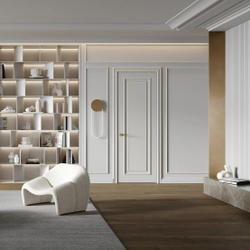 Двери WestStyle  "Брюгге 1М" RAL Тон ванильный молдинг матовое золото ДГ