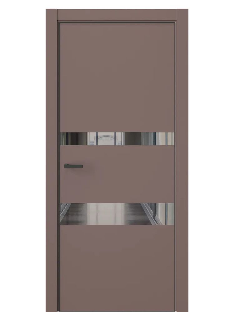 Двери WestStyle  "IN 16" Милкшейк /Зеркало графит /алюм.кромка  ДО