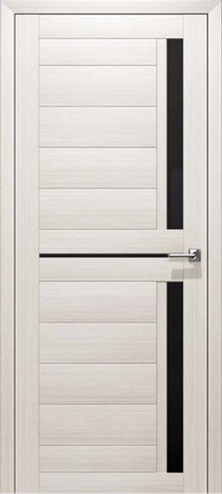 Межкомнатные двери ВОСХОД "ДЕЛЬТА" Снежная лиственница черное стекло ДО