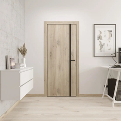 Двери WestStyle  "IN 36" Дуб Винта /Аляска Lacobel /алюм.кромка ДО