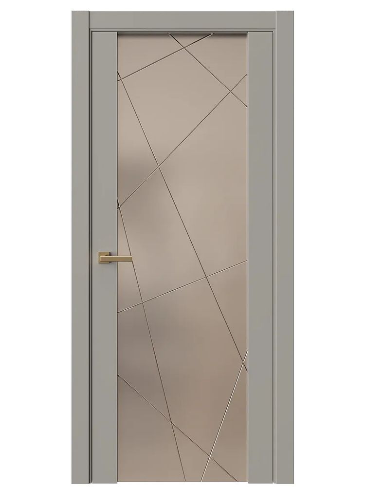 Двери WestStyle Е7  Пустынное золото/ Зеркало сатин бронза/ Гравировка Prime 1 ДО