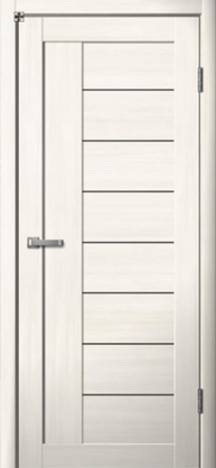 Межкомнатные двери La Stella 201 Ясень снежный/Черное стекло/Зеркало ДО