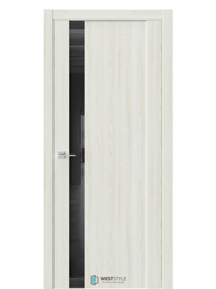Двери WestStyle F28 Клён крем /Чёрное Lacobel  ДО