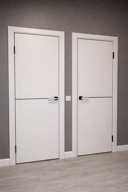 Двери VFD, коллекция Urban 1, цвет Ice с алюминиевой чёрной кромкой