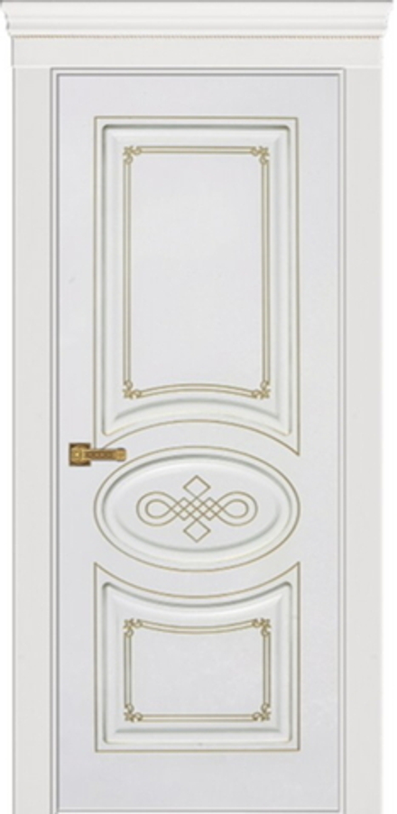 Межкомнатные двери ВФД "БЬЯНКА" 49ДГ0, белая эмаль/патина золото