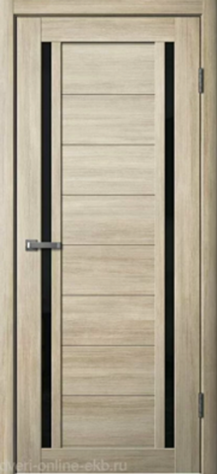 Межкомнатные двери La Stella 203 Ясень латте/Черное стекло/Зеркало ДО