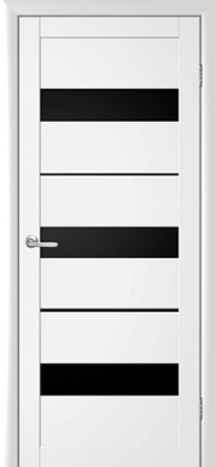 Межкомнатные двери ALBERO "Прага" Белый (ДО) Черное стекло
