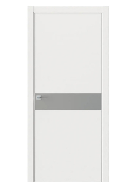 Двери WestStyle  "IN 1" Белое Дерево /Зеркало сатин графит /алюм.кромка ДО