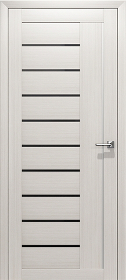 Межкомнатные двери ВОСХОД "БЕТА" Снежная лиственница черное стекло ДО