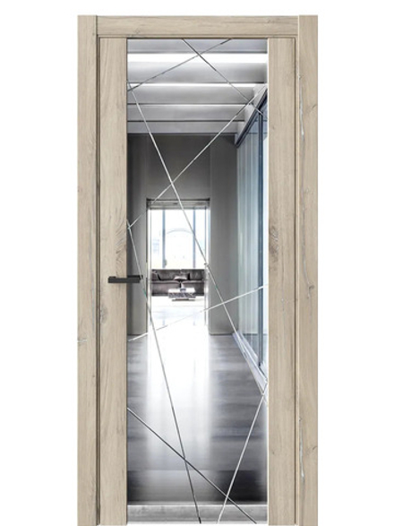 Двери WestStyle Е7  Дуб мехико/ Зеркало/ Гравировка Prime 1 ДО