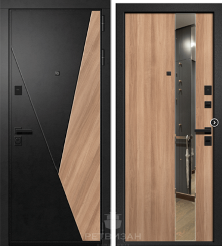 Сейф-двери орфей-317 сатин черный лофт черный+вяз борон светлый