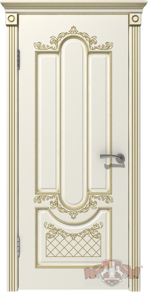 Дверь владимирская фабрика дверей &quot;александрия&quot;  41дг01, эмаль слоновая кость/патина золото