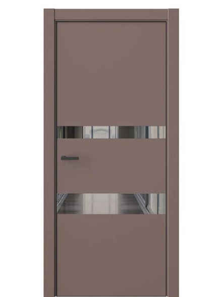 Двери WestStyle  "IN 16" Милкшейк /Зеркало графит /алюм.кромка  ДО