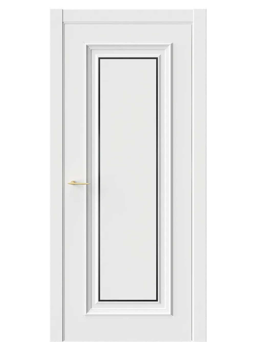 Двери WestStyle  "Брюгге 1М" RAL Тон белый молдинг черный ДГ