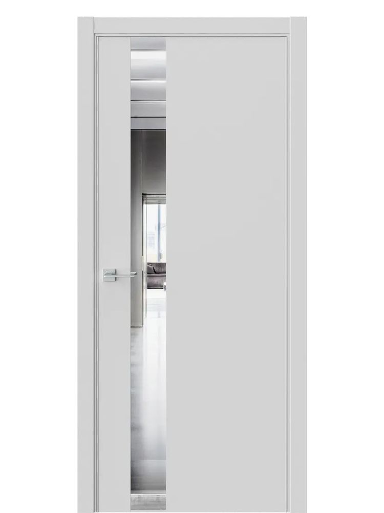 Двери WestStyle  "IN 2" EmLayer Серый /Зеркало /алюм.кромка  ДО