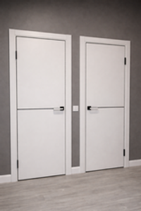 Двери VFD, коллекция Urban 1, цвет Ice с алюминиевой чёрной кромкой