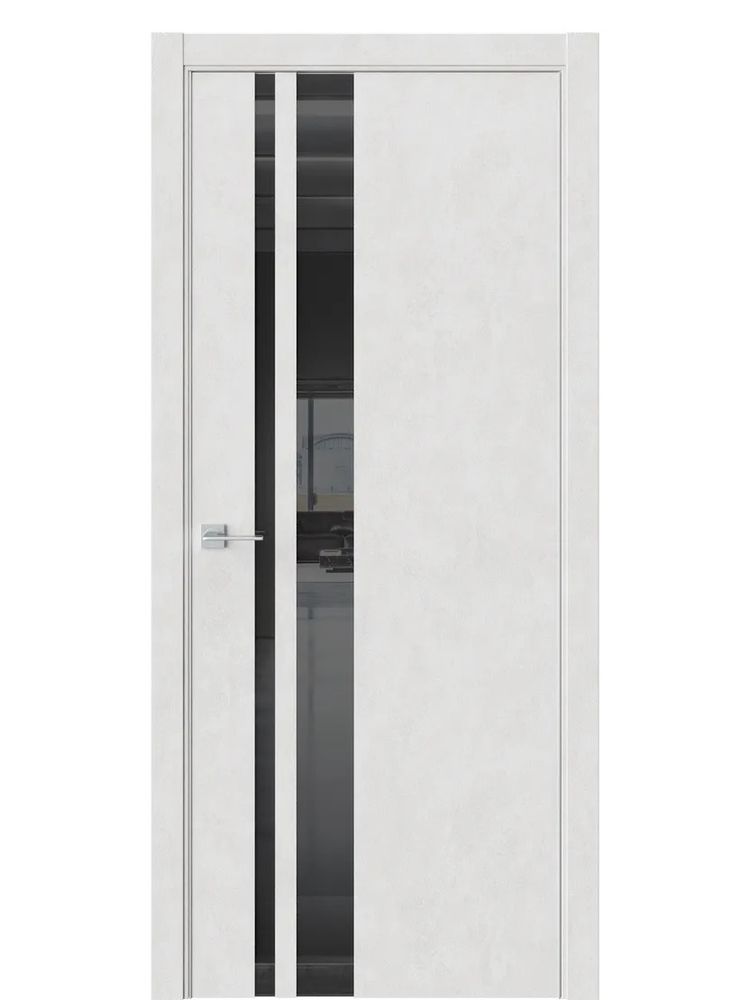 Двери WestStyle  "IN 38" Бетон Лайт /Чёрное Lacobel /алюм.кромка  ДО