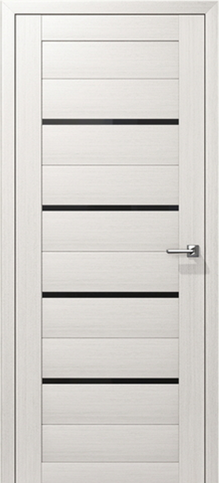 Межкомнатные двери ВОСХОД "ЙОТА" Снежная лиственница черное стекло ДО