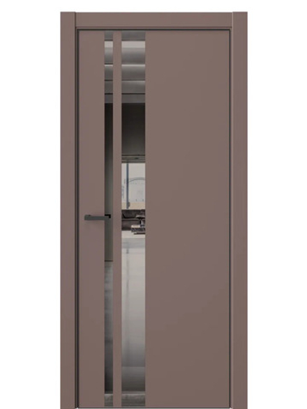 Двери WestStyle  "IN 38" Милкшейк /Зеркало графит /алюм.кромка  ДО