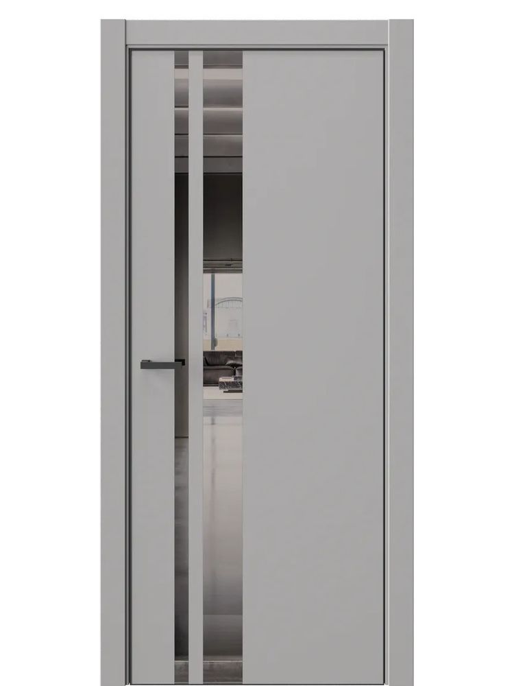 Двери WestStyle  "IN 38" Макиато /Зеркало графит /алюм.кромка  ДО