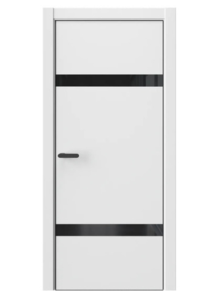 Двери WestStyle  "IN 3" Белая Вуаль /Чёрное Lacobel /алюм.кромка  ДО