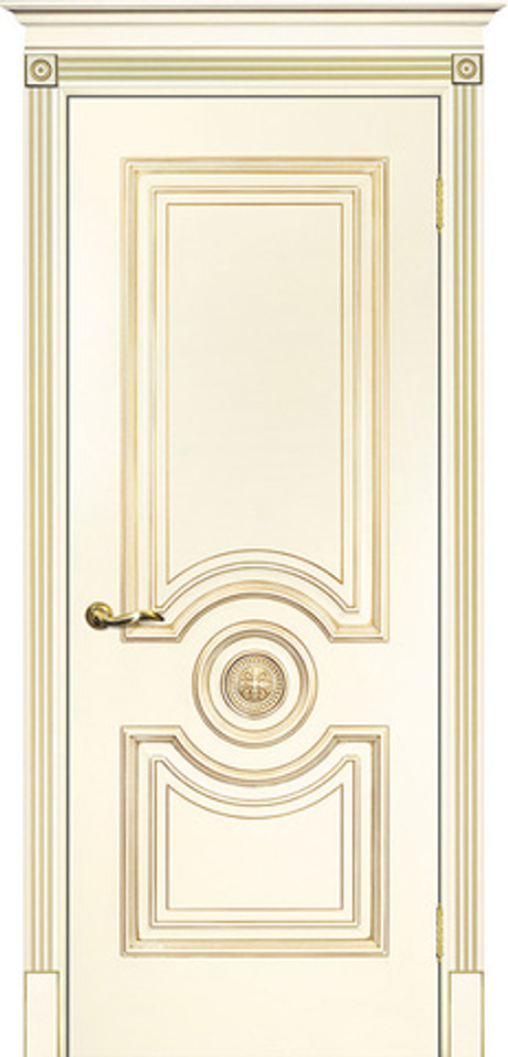 Interne doors "монтаньола" багет-18 (дг) слоновая кость эмаль/патина золото