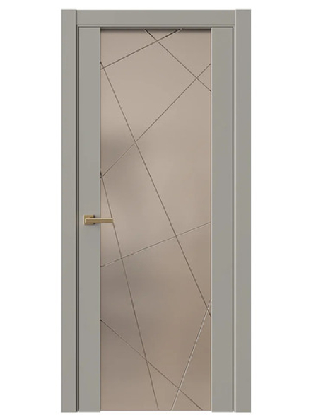 Двери WestStyle Е7  Пустынное золото/ Зеркало сатин бронза/ Гравировка Prime 1 ДО