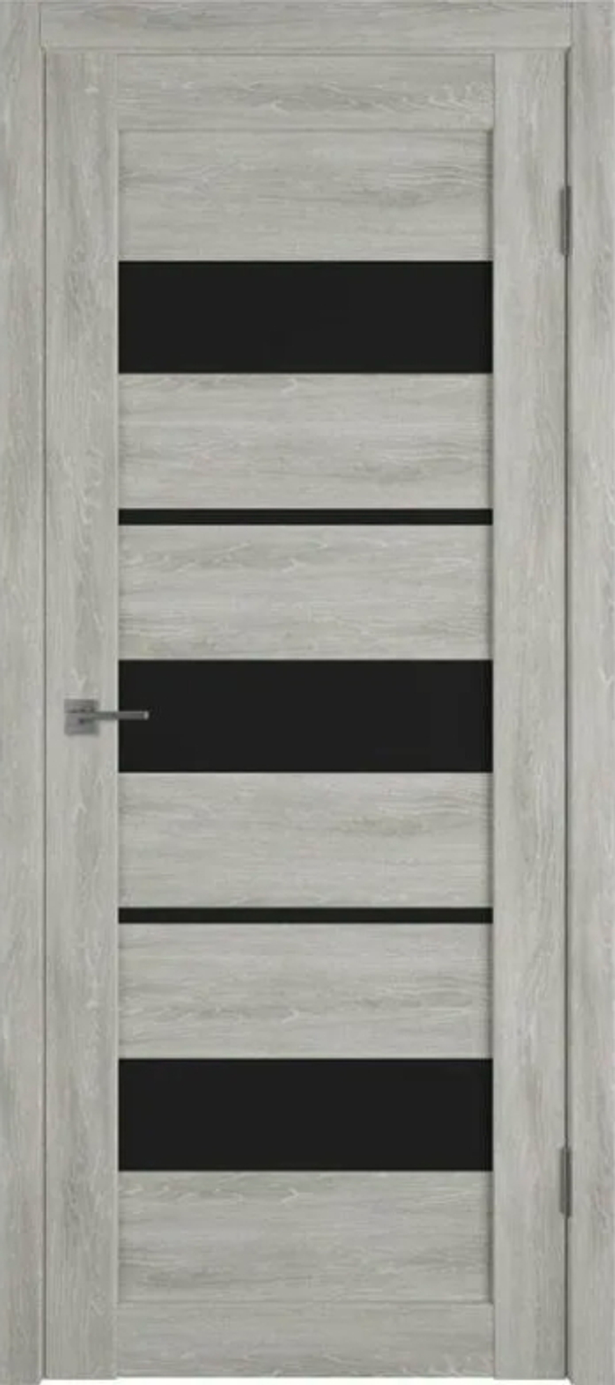 Межкомнатные двери ALBERO "Бостон" Дуб снежный / Черное стекло (ДО)