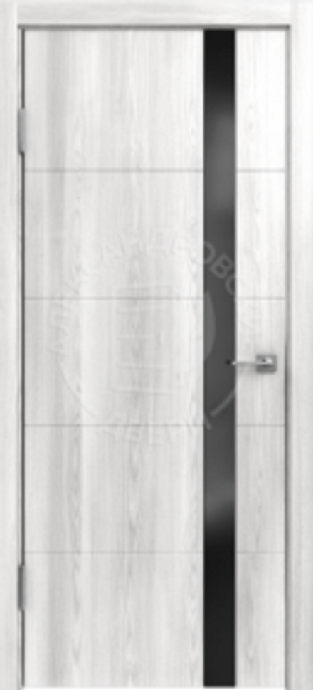 Межкомнатные двери АРГУС "Alum 15" (ДО) Ясень ривьера айс/лакобель черный глянец