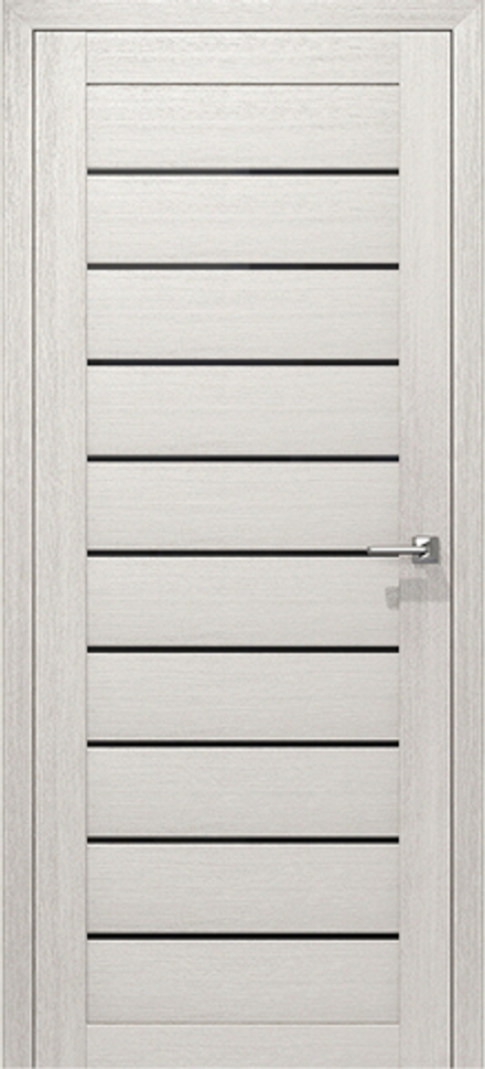 Межкомнатные двери ВОСХОД "АЛЬФА" Снежная лиственница черное стекло ДО