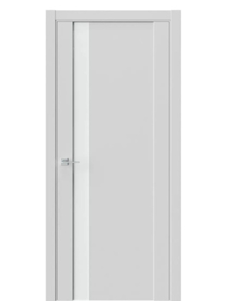 Двери WestStyle F28 Emlayer серый /Белое Lacobel  ДО