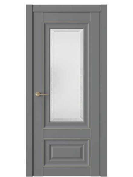 Двери WestStyle HR4 F Альпийская ночь /белое сатинат /молдинг золото  ДО