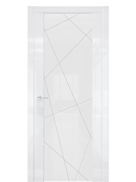 Двери WestStyle Е7  Белый глянец/ Белое триплекс/ Гравировка Prime 1 ДО