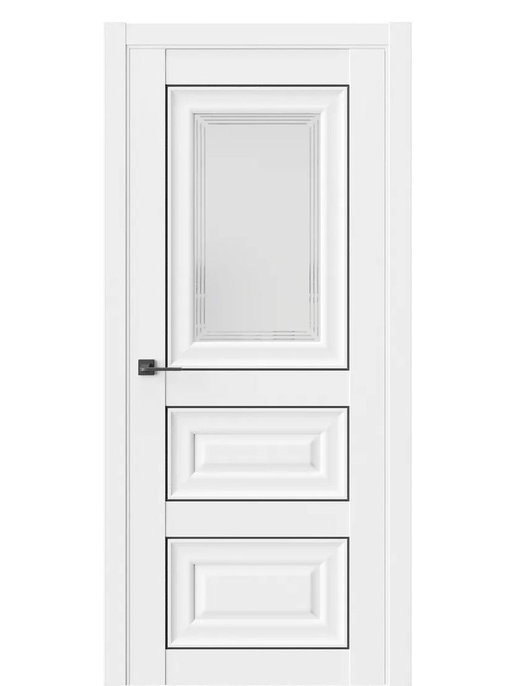 Двери WestStyle HR6 F Emlayer белый /белое сатинат /молдинг черный  ДО