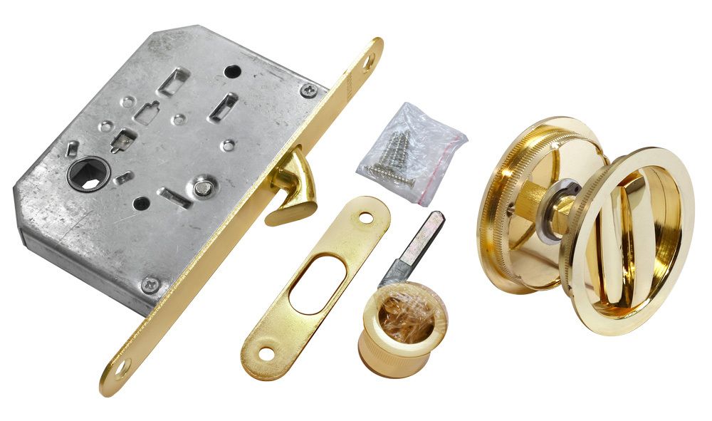 Комплект для раздвижных дверей сантехническая защелка morelli mhs-1 wc sg цвет - матовое золото