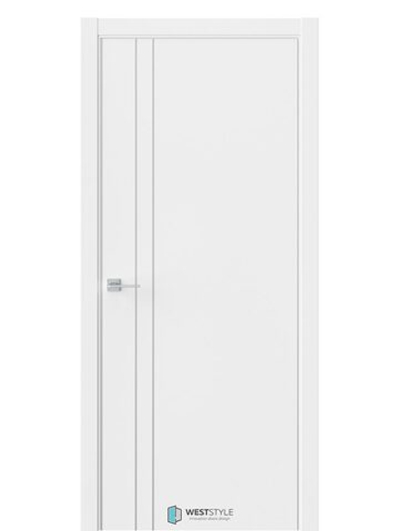 Межкомнатные двери WestStyle "IN 40" Белый Emlayer/Молдинг черный/Черная AL кромка ДГ