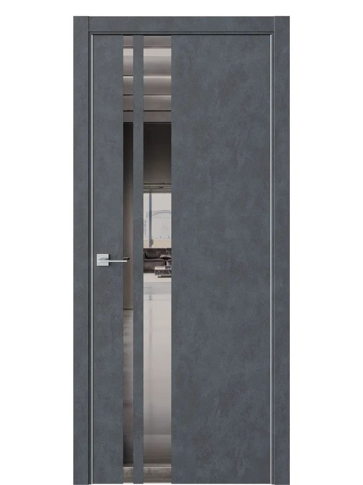 Двери WestStyle  "IN 38" Бетон Маренго /Зеркало графит /алюм.кромка ДО