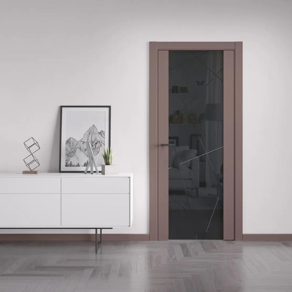 Двери WestStyle Е7  Дуб мехико/ Зеркало/ Гравировка Prime 1 ДО