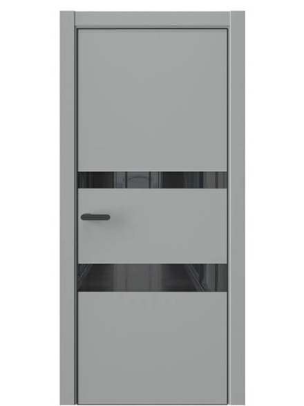 Двери WestStyle  "IN 16" Серая Гавань /Чёрное Lacobel /алюм.кромка  ДО