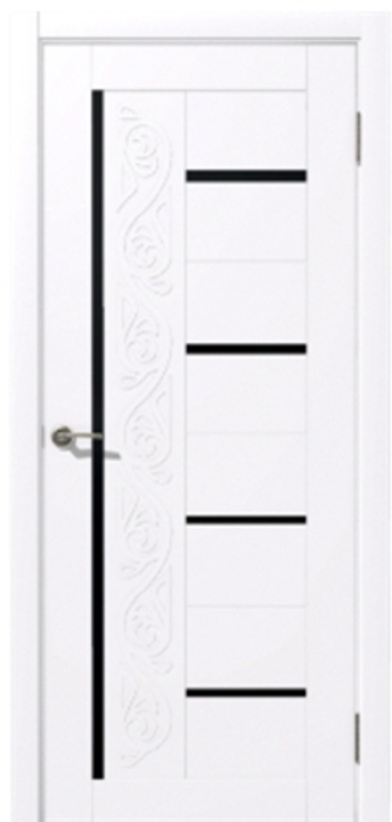 Межкомнатные двери ДУБРАВА "Азалия" ДО Белый/Черная вставка