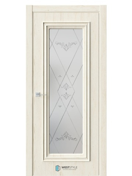 Двери WestStyle KB2 Дуб джентл /белое сатинат  ДО