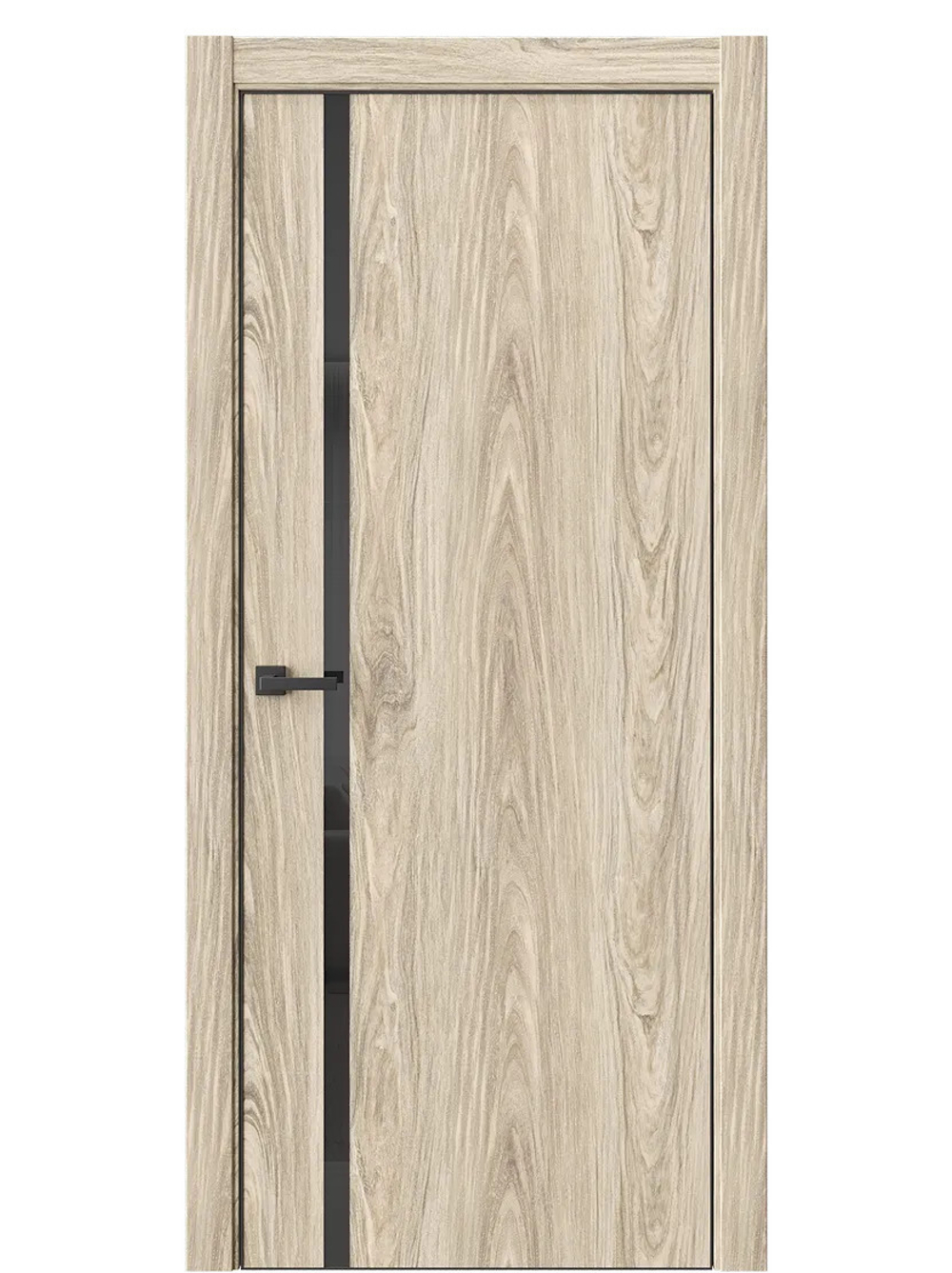 Двери WestStyle  "IN 36" Дуб Мюнстер /Чёрное Lacobel /алюм.кромка  ДО