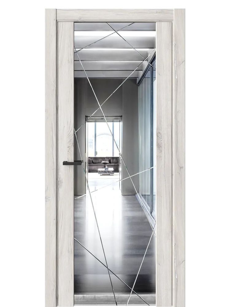 Двери WestStyle Е7  Дуб джуно/ Зеркало/ Гравировка Prime 1 ДО