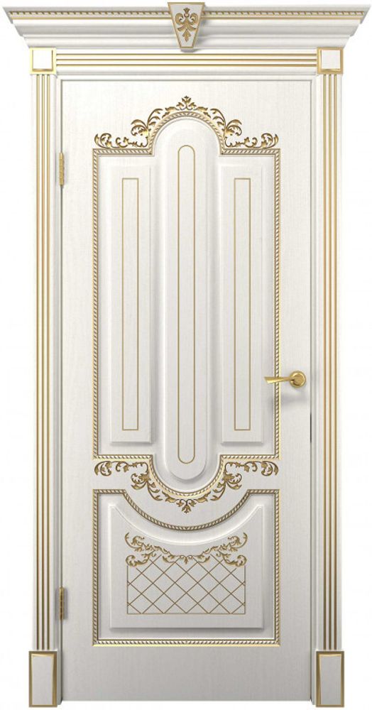 Межкомнатные двери INTERNE DOORS &quot;АЛЕКСАНДРИЯ-2&quot; (ДГ) Белая эмаль/патина золото
